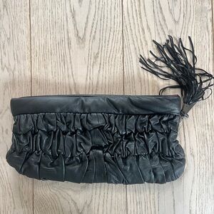 Brand New Jill Stuart Soft Leather Black Evening Clutch